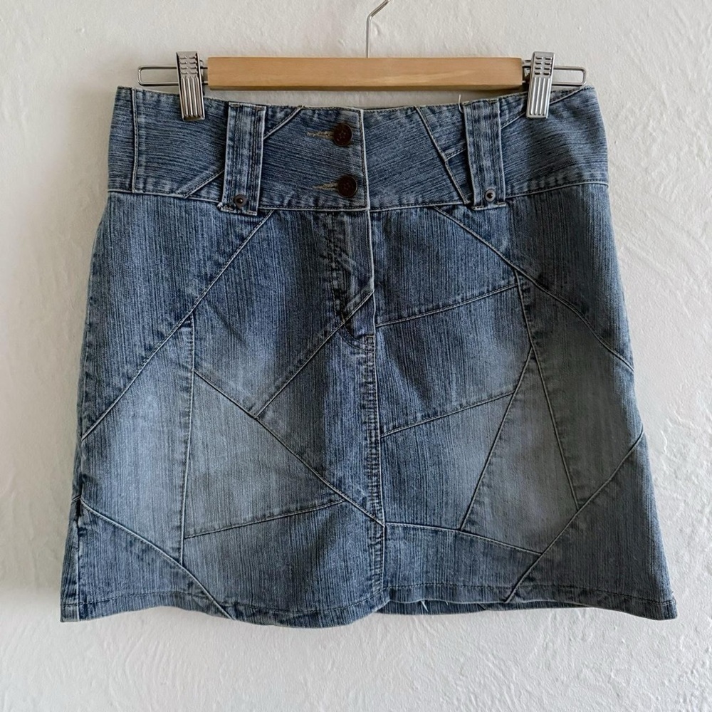 Armor Jeans Denim Low-Waisted Mini Skirt Patchwork Design Size 3